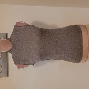 Bianca Nygard Silver Metallic Silk Blend  Sleeveless Mock Neck Sweater Size S